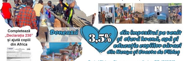 Donează 3,5% din impozitul pe venit și oferă hrană, apă și educație copiilor săraci din Kenya și Coasta de Fildeș